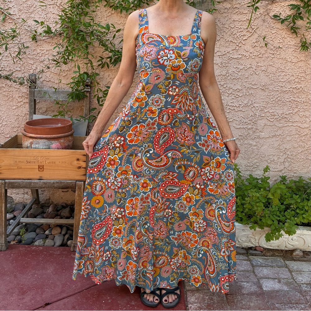 Vince Camuto Paisley Floral Maxi Dress size M
